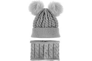 Borlai - Juego de gorro de punto para bebé y braga para el cuello, para invierno, cálido, de 1 a 6 años