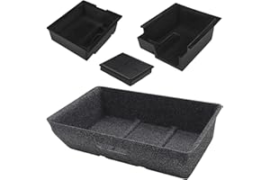 BININIU [Paquete de 4] para Tesla Model Y 2023 2022 2021 Accesorio, bandeja organizadora de consola central flocada para el modelo Y, caja de almacenamiento debajo del asiento para Tesla Model Y