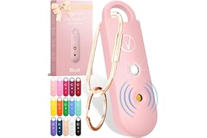 Vantamo Persönlicher Alarm für Frauen – Extra Laute Doppel-Lautsprecher, zuerst mit niedrigem Batteriestand mit Stroboskoplicht, wiederaufladbar – Sicherheitsalarm, Schlüsselanhänger (Blush)
