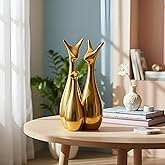 LIFEHAXTORE® Home Decor Lucky Deer Family | Metallic Golden Finish Ceramic Figurine for Decor - (Set of 3, Golden)