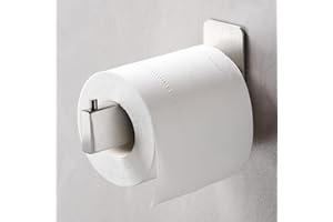 ALOCEO Portarotolo carta igienica senza foratura, in acciaio inox, porta rotolo di carta igienica, autoadesivo, senza foratura, per bagno, WC, cucina, argento