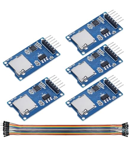 Lot De 5 Modules Lecteur Carte Micro SD SPI - 3.3V/5V, Pour Arduino, Raspberry Pi - Dimensions 4.1x2.4cm