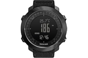 Irfora Montre de sport numérique étanche pour homme avec altimètre, baromètre, boussole World Time 50 m, podomètre