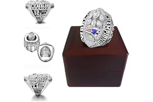 WANZIJING Super Bowl-Champion Ring, New England Patriots 2018 Meisterschaft Ringe Replica Bewegung Ring mit Holzkiste