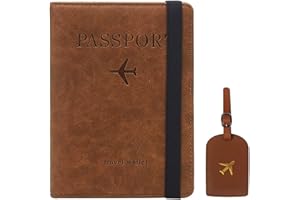 Protege Passeport,Protège Passeport avec Blocage RFID,Portefeuille de Voyage Étui à Passeport,Contient des Cartes, un Passeport, Un Portefeuille, Des Articles de Voyage Essentiels (Brun)