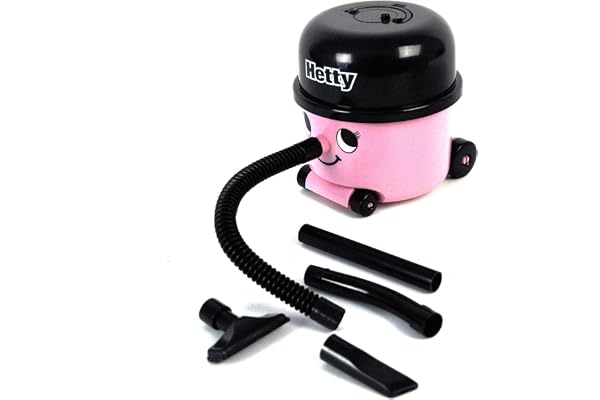 Aspirateur de Bureau Hetty Hoover - Marchandise Officielle Henry Hoover, Nettoyeur Mini Bureau & Clavier Rose, Portable Léger, Cadeau Original