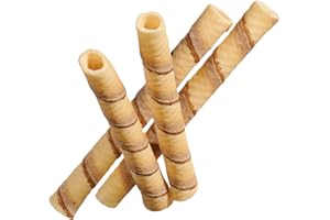 Bazko Hohlhippen mit Kakaostreifen 12 cm / 1,1 cm| 0,5 kg | knusprige süße Waffelröllchen ohne Füllung | als Eisbecher Garnierung, Deko, zum Füllen | vegan