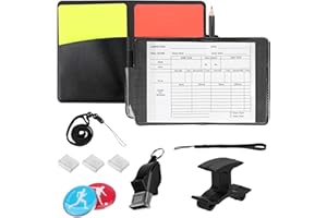 Xmart Set di Cartellini Arbitro Calcio Cartellini Rossi e Gialli con Matite Cordino per Fischietto 10 Fogli Segnapunti Referee Card Set Adatto per Giochi Sportivi di Calcio Scolastici