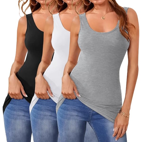 Lot 3 Camisoles Basiques Femme Modal Élasthanne – Bretelles Réglables Noir Blanc Gris – Confort Yoga Gym