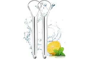 Aniuge Medical-Grade Stainless Steel Tongue Scraper,Health Natural Silver Tongue Scraper-Fresh Breath Restored Taste-Suitable for Bad Breath,Thick Tongue,Smoking People(2PCS-Y Shape)