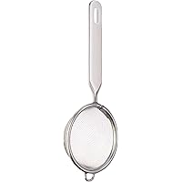 Fackelmann Sieb Ø 7 cm, Küchensieb aus Edelstahl, feinmaschiger Seiher mit Griffeinlage aus Kunststoff (Farbe: Weiß…