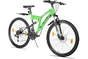 ‎ROCKSHARK Hiland 26 Zoll Mountainbike Rad Vollfederung Mountain Bike Fully Shimano 21 Gang Fahrrad mit Rahmenpaket Schutzblech Federgabel Scheibenbremsen MTB für Herr Damen Jungen Mädchen Schwarz/Grau/Weiß