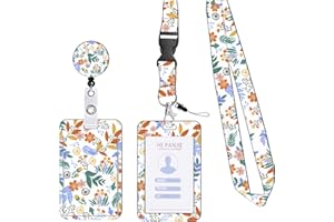 KHDULQ Collier Porte Carte, Porte Badge, Porte Badge Tour de Cou (Feuilles Et Fleurs D'automne) Pour Fournitures de Bureau Et Scolaires.