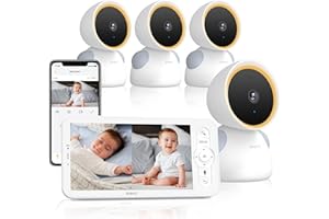 ARENTI Babyphone mit 4 Kamera und App 2K/3MP, 5 Zoll WiFi Video Babyphone PTZ 355°, Automatische Verfolgung, Schreierkennung, Temperatur- und Luftfeuchtigkeitssensor, Nachtsicht, kompatibel mit Alexa