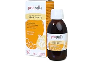 PROPOLIA - Sirop Gorge - Apaise la gorge, calme la toux et dégage les voies respiratoires - Propolis, Miel, Thym, Pin & Citron - 100% naturel - Dès 6 ans - Fabriqué en France - 145 ml