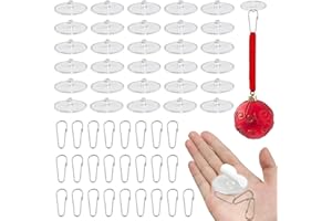 KUAOWT Crochet Adhésif Plafond, 50Pcs Crochet Plafond Mural Sans Percer en Transparent avec Clips, 30mm Crochets Autocollant pour Cuisine, Salle de Bain, Lumineuses, Porte, Accrocher des Décorations de Noël