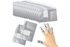 Sularpek 100 szt. foliowych folii do paznokci żelowych, folia do usuwania paznokci aluminiowych z fabrycznie przymocowanymi wkładkami bawełnianymi bez kłaczków, do manicure i pedicure, środek do