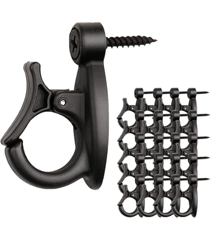 Easy Release Cup Q-Hanger Holder And Screw Hooks With Safe Buckle For Cabinet Shelf String Light Hooks, Ceiling - Fit For Outdoor & Indoor (20 Pack