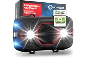 Heimwert Marderschreck Auto - Profi Ultraschall Marderschutz für sofortigen Erfolg - 2 Wege Marder Abwehr mit Blitzlicht und wechselnden Ultraschall Frequenzen zur sicheren Marderabwehr (Typ 1)