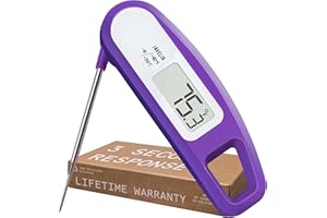 Lavatools Javelin® Termómetro de carne digital ultrarrápido en 2 segundos de lectura instantánea para tostar y cocinar, sonda de 7 cm, diseño compacto plegable, pantalla grande, resistente al agua