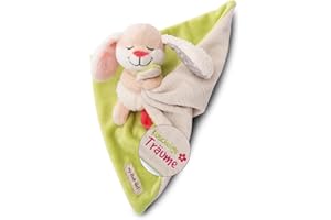 NICI Schmusetuch Baby 22 x 22 cm mit Kuscheltier Hase - Flauschiges Schnuffeltuch für Mädchen & Jungen, Baby Geschenk zur Geburt, Mit gesticktem Schriftzug "Kuschelige Träume" - 49753