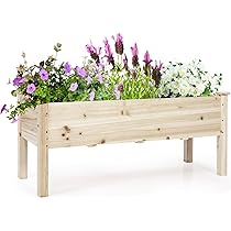 HOMASIS Fioriera Rialzata Da Esterno In Legno Di Abete, Orto Rialzato