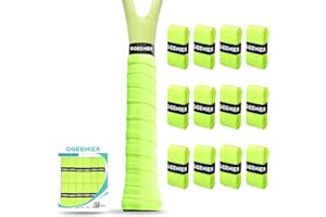Ogeenier Tennis Racket Grip Tape, 12 Pack, Absorbent and Anti-Slip Badminton Squash Racket Grip, Precut Soft Racquet Padel Overgrip Tape