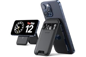 Lamicall Cartera Móvil para MagSafe, Tarjetero Magnético de Cuero Vegano - [3 Ranuras Tarjetas] Soporte Cartera Ajustable, Ligero y Delgado, para iPhone Serie 17/16/15/14 y Funda para MagSafe - Negro