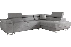 ‎MIRJAN24 Mirjan24 Ecksofa Torezio mit Bettkasten, Einstellbare Kopfstützen, Sofa mit Schlaffunktion, Eckcouch für Wohnzimmer, Polsterecke, L-Form Couch mit Bettfunktion (Lux 05, Seite: Rechts)