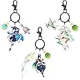 UTIEHD Genshin Impact Character keychain set, 3pcs Acrylic Figure Keychains Anime Merch Keyring