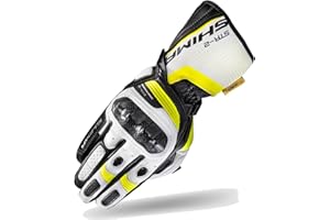 SHIMA STR-2 Motorradhandschuhe Herren - Touchscreen, Sommer, Sport Leder Handschuhe mit Carbon Knöchelprotektor, Handflächen- und Fingerschieber, Verstärkte Handfläche (Fluo, XL)