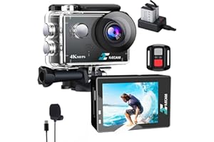 Xilecam Camara Deportiva 4K WiFi/2.4G Control Remoto 2 * 1350mAh Batería Camara Acuatica Sumergible 131FT 4*Zoom Cámara Acción y Accesorios Multifuncionales Cámara Deportiva (X8000Pro)