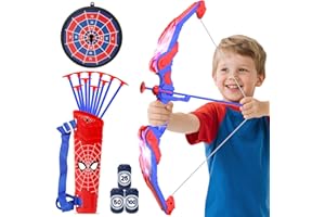 Joozmui Bow and Arrow Set Kids with LED Lighting, Boys Toys Age 3 4 5 6 7 8 9 10 11 12, Kids Garden Toys for 3-12 Year Old Boys Including Bow, Quiver, 10 Arrows, Hanging Target and 3 Score Targets