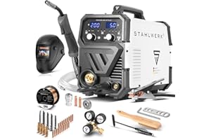 STAHLWERK Poste à souder combiné MIG MAG 200 ST PLUS - équipement complet - gaz de protection, IGBT Inverter de 200 A, dévidoir synergique, FLUX, Lift-TIG et MMA, fonction ARC