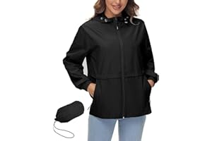 IECCP Rain Coats for Women Waterproof Lightweight Rain Jacket Windbreaker Packable Hooded Outdoor Raincoat