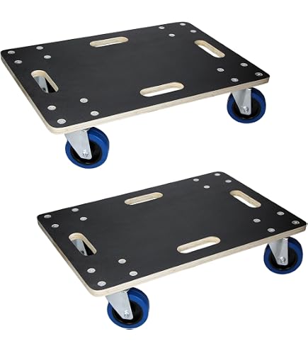 TRMLBE 2 Rollbretter 58x29 Cm – MDF, 200 Kg Tragkraft, 360° Rollen, Mit Griff, Für Möbeltransport & Umzug