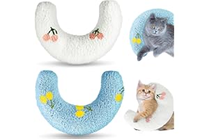 STSAIL 2 Stück Beruhigungskissen für Hunde, Kissen für Katzen Kissen Hund für Katzen oder Kleine Hunde, Halbes Donut Katzen und Hundekissen Katzenminze Kissen zum Schlafen Ausruhen Spielen (Blau+Weiß)