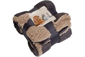 Brentfords Dog Blankets Washable Sherpa, Pet Animal Blanket Soft Large Fluffy Warm for Cat Kitten Sofa Small Mat Throw Over Plush Fleece, Charcoal Grey - 75 x 110cm