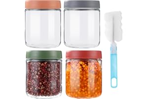 LCXCXY Bocaux en Verre Hermétique, l'ensemble contient 4x500 ml Pot Yaourt en Verre Avec Couvercle, peut être utilisé comme Mason Jar, Pot Yaourt, Overnight Oats Jar, Bocaux Confiture, Meal Prep