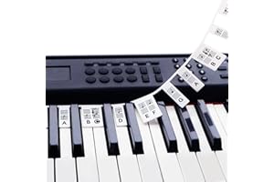 DNSHAN Étiquettes de notes de clavier de piano amovibles pour 61 touches, guide de piano pour débutants, réutilisables, installation facile, en silicone, ajustement parfait pour la taille standard (noir)