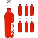 slkfactory 700ml Glass Bottles with Screw Tops 6 Pcs Reusable Twist-Off Lids Airtight Glass Bottle for Home Made Sloe Gin Liq