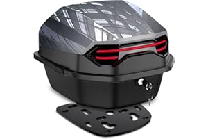 ‎ABESTME ABESTME Motorradkoffer Topcase, Topcase für Roller, Motorrad Daily Tail Box Trunk Carrier Kunststoffkoffer mit Sicherheitsschloss, Wasserdicht Motorrad Top Box mit Installieren Platte - Dunkelgrau