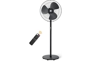 atomberg Renesa 400mm Pedestal Fan | 5-star rated | Ideal for Home & Office | Silent BLDC Stand Fan | 6 Speeds | 35W | Remote with Oscillation, Timer, Sleep | 2 Years Warranty (Midnight Black)