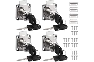 KAMTOP Cam Locks 22mm, HOMGEN 4PCS Cam Lock with Key Security Cam Lock Cylinder Cam Lock Keyed Alike for Furniture Post Box Cabinet Mailbox Drawer etc
