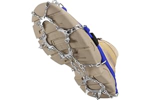 ‎HAPPY FINDING Steigeisen für Bergschuhe, Edelstahl Ice Klampen Steigeisen Anti Rutsch auf EIS und Schnee für Wandern Klettern Bergsteigen Eisfischen im Winter