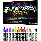 Desire Deluxe Acrylic Paint Pens - Non Toxic Water Based Rock Painting Waterproof Kit Markers for Stone, Ceramic, Glass, Wood