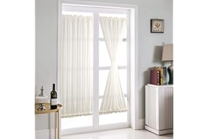 ELE ELEOPTION French Door Curtains Simple Style Pure White Chiffon Sheer Curtains, Romantic Home Decor French Door Panel, Rod Door Window Sidelight Curtain, Rod Pockets Top Bottom, 1 Panel (64 * 183cm)