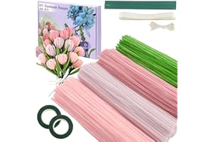 VESZOEN 400 Piezas Limpiapipas Manualidades Flores Set de Limpiapipas Flores, Limpia Pipas para Manualidades de Colores con instrucciones, cintas para Flores, para Regalos Artesanales y Decoración
