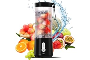Bizcasa Tragbarer 500-ml-Mixer, persönlicher USB-wiederaufladbarer 4000-mAh-Smoothie-Entsafter-Becher mit 6 Klingen für Milchshakes und Smoothies, Saft, geeignet für Zuhause, Outdoor, Sport, Reisen