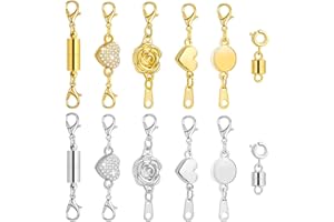 Lilbitty 12 pièces fermoirs et fermoirs de Collier magnétiques, fermoirs de Bijoux magnétiques verrouillables, rallonge de Collier magnétique, Bracelets
